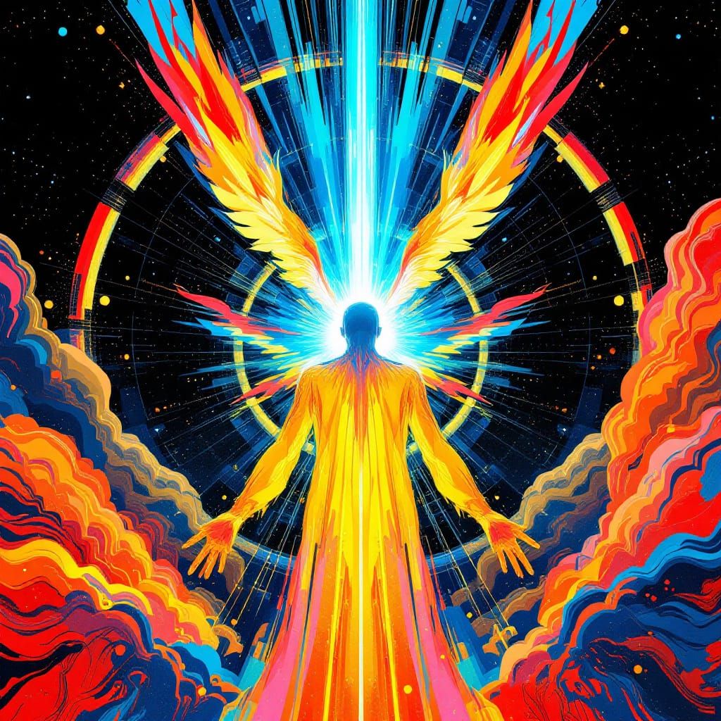 Radiant Being Rising: Pop Art Digital Illustration