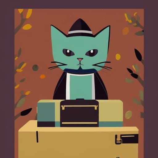 Lawyer Cat in Forest: Pop Art Screen Print