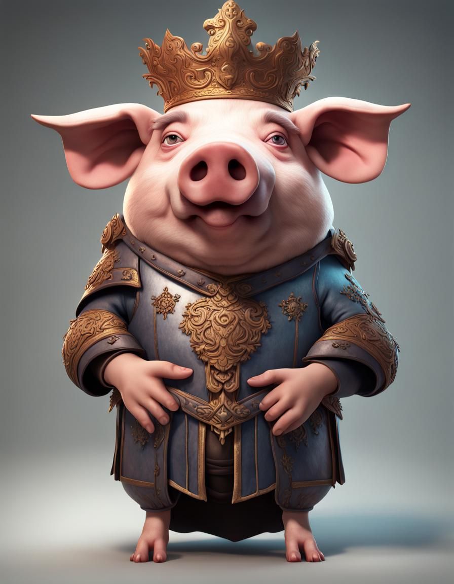 Claymation Pig Noble Lord Portrait in CGI