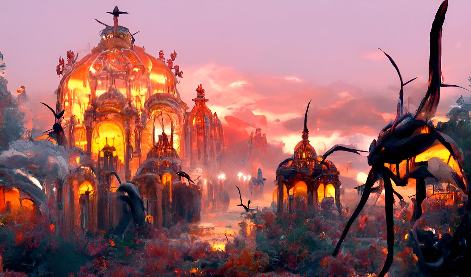 Scorpion Cathedral at Dusk: Sinister Insect Architecture