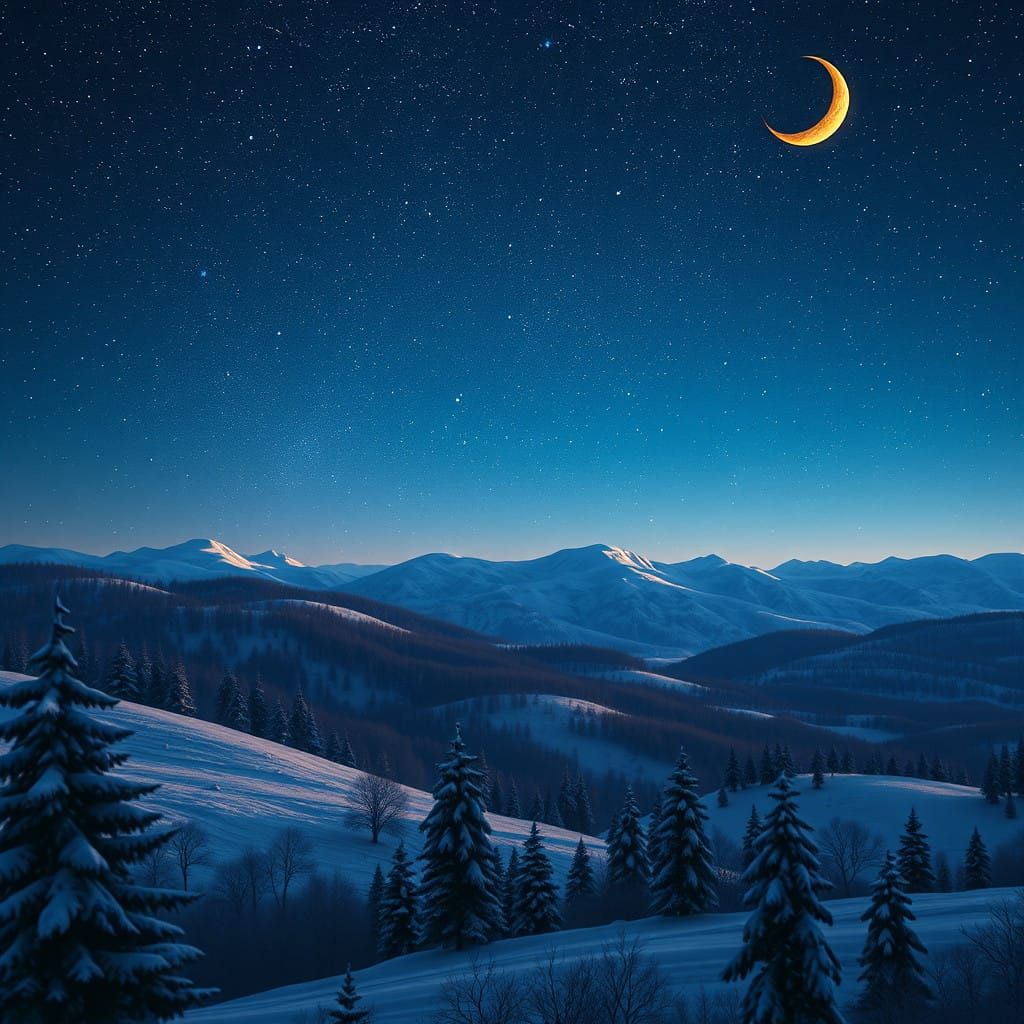 Surreal Winter Night Sky with Vibrant Orion Constellation