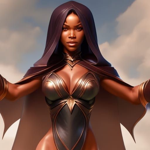 Detailed Portrait of a Dark-Skinned Female Wizard