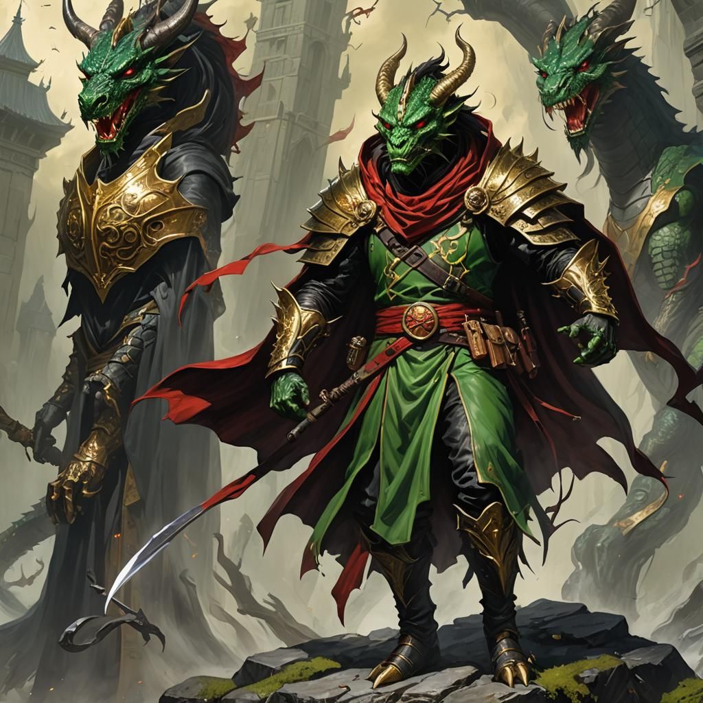 Dragonborn Sorcerer Conjuring Magic in High Fantasy Style