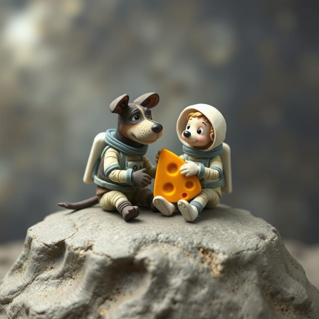 Claymation Astronauts Share Cheese on the Moon