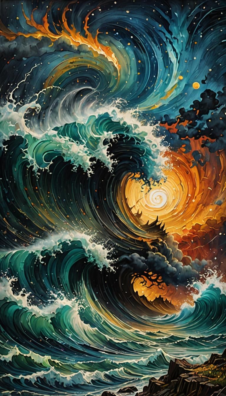 Hurricane as Impasto Painting with Glitter