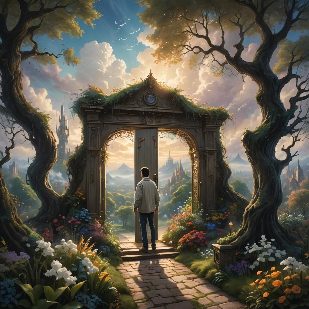 Ethereal Portal to Fantasy World as Oil Painting