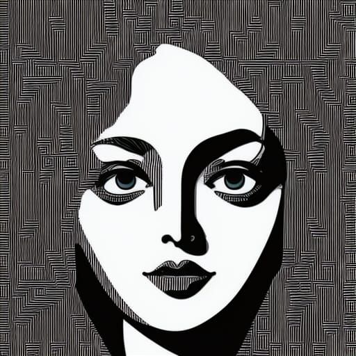 Melting Serene Face: Black and White ASCII Art