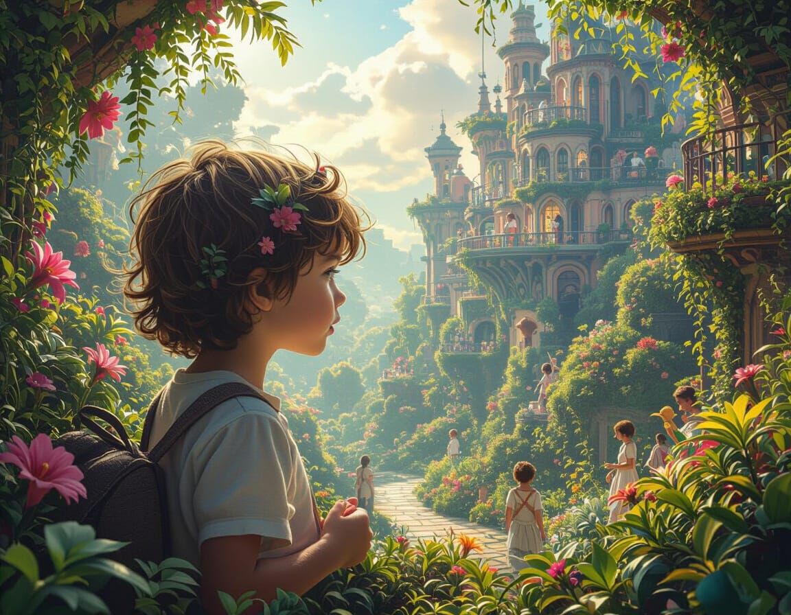 Lush Dream Garden with Whimsical Details in 8K