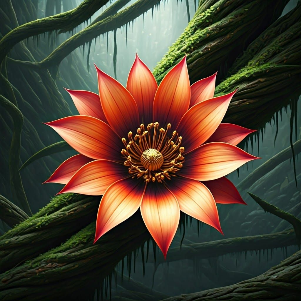 Exotic Bloom in Dreamlike Digital Painting