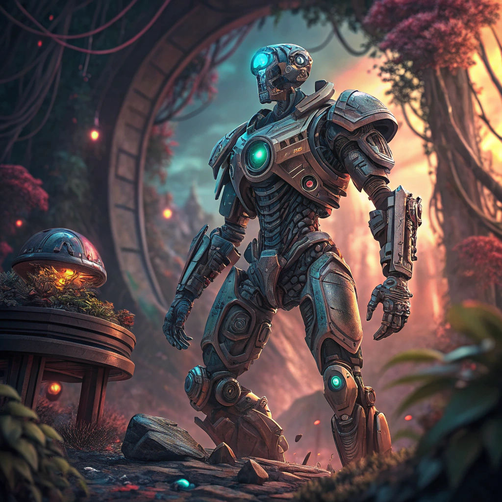 Robot Action Figure with Holographic Features