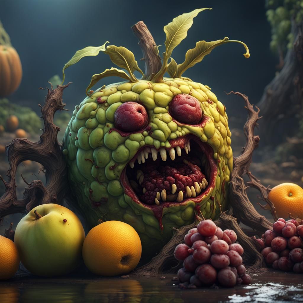 Zombie Fruit: Detailed Matte Painting in 8k