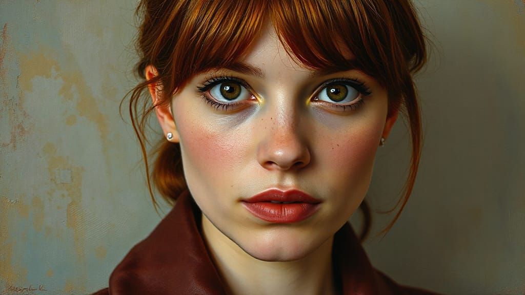 Expressive Redhead Portrait in Oil Paint Style