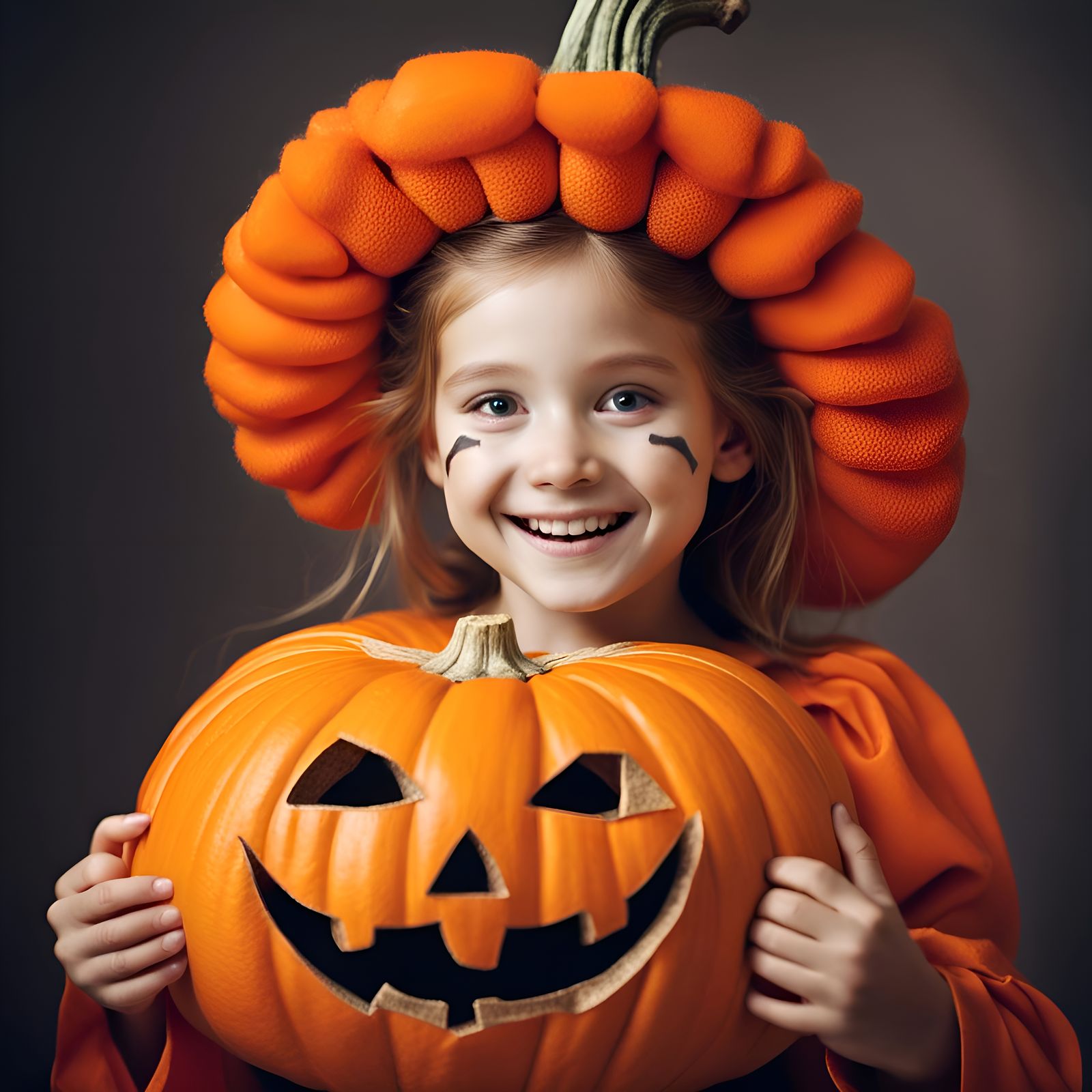 Happy Girl with a Happy Halloween pumpkin