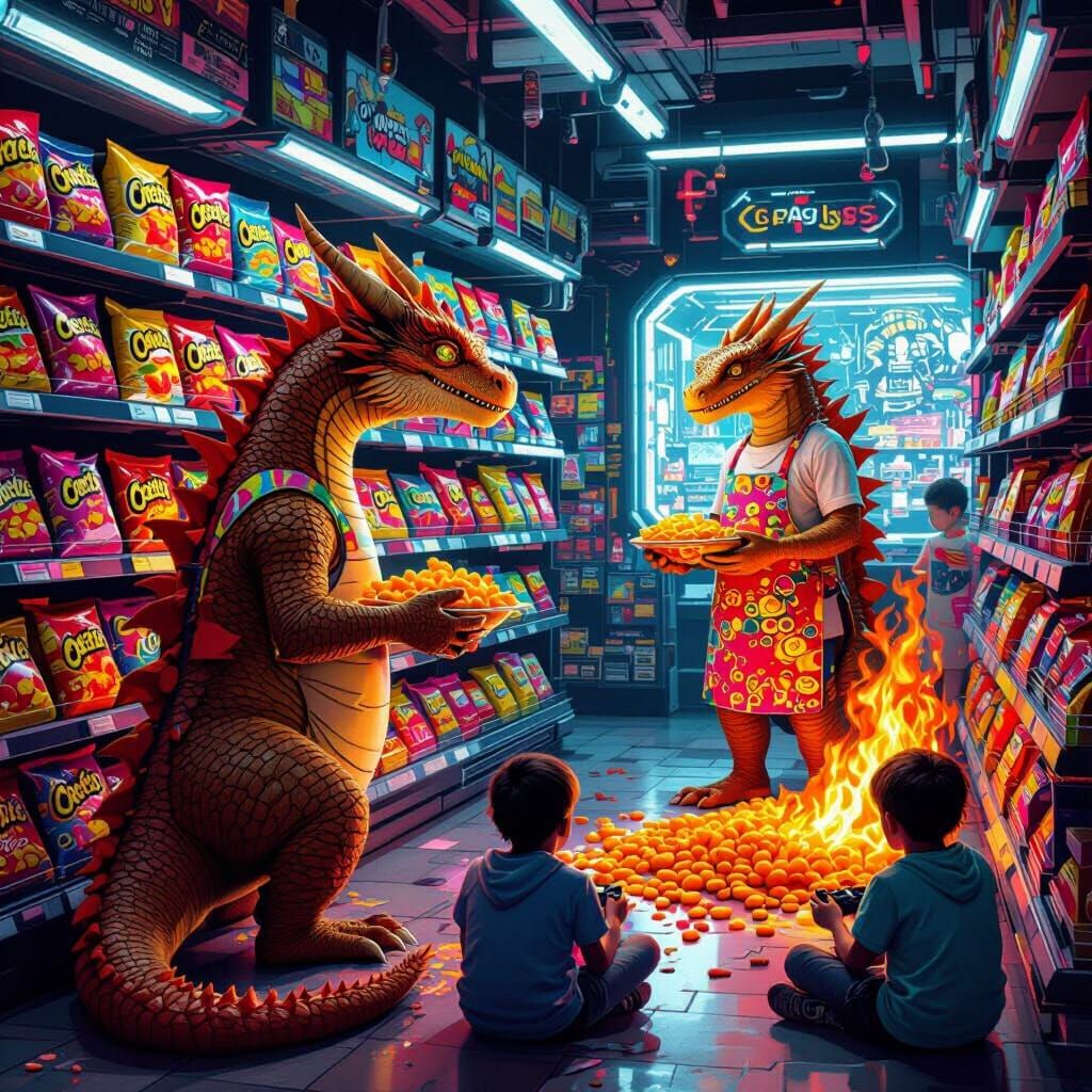 Dragons Shop for Cheetos on Alien Planet