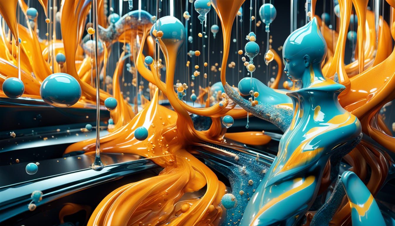 Glass Sculpture of a Person: Digital Art