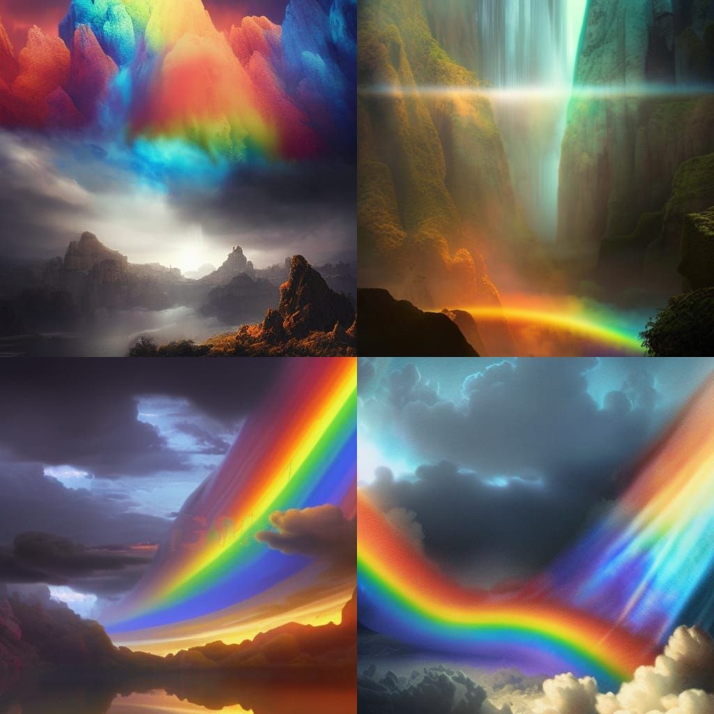 Epic Rainbow in the Dark Digital Painting