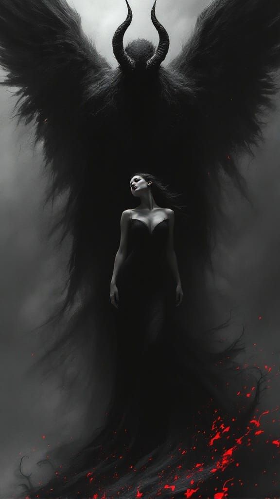 Surreal Dark Fantasy Encounter in Monochrome