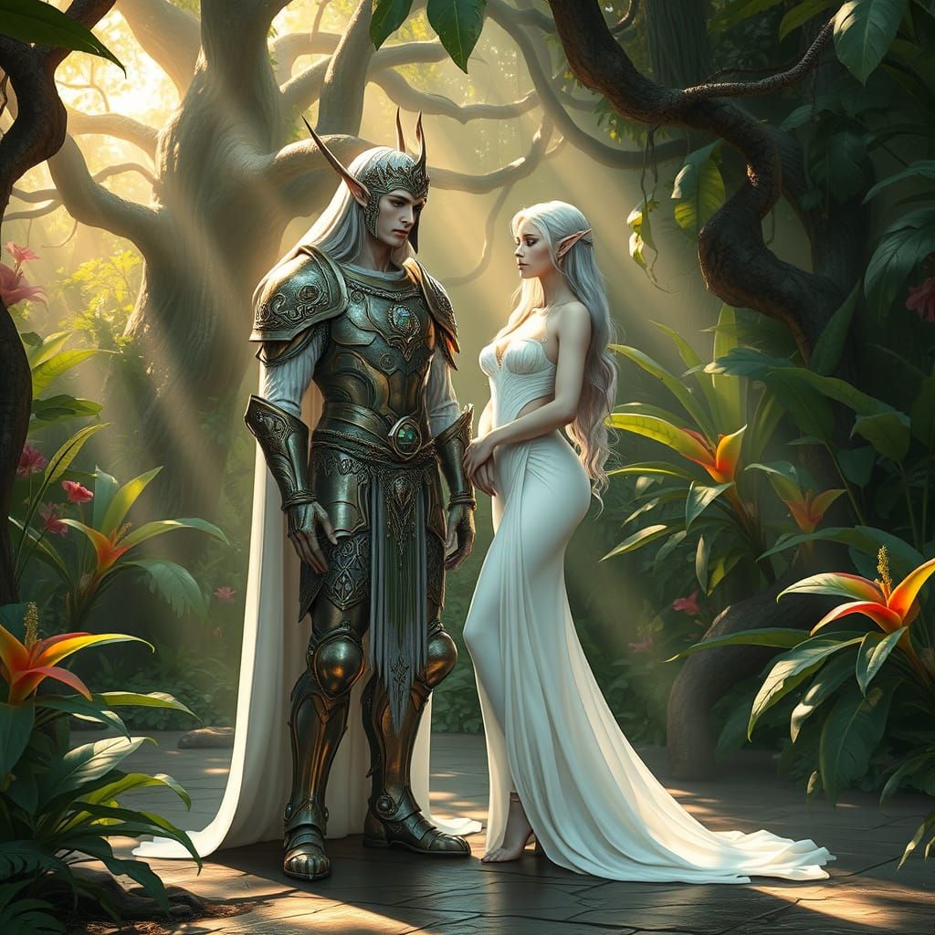 Elven King in Sacred Grove with Goddess