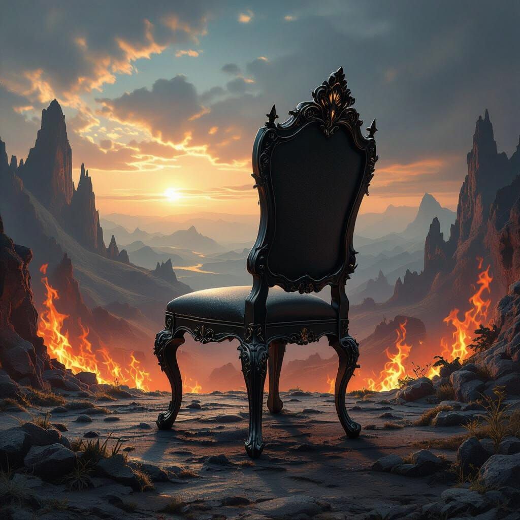 Surreal Chair Between Heaven and Hell