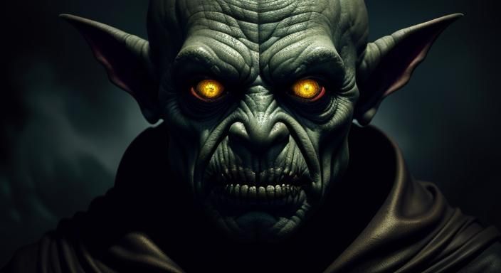 Grotesque Halloween Goblin in Dark Fantasy Portrait