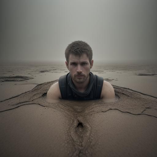 Man Sinking in Quicksand: Rembrandt-Inspired Landscape