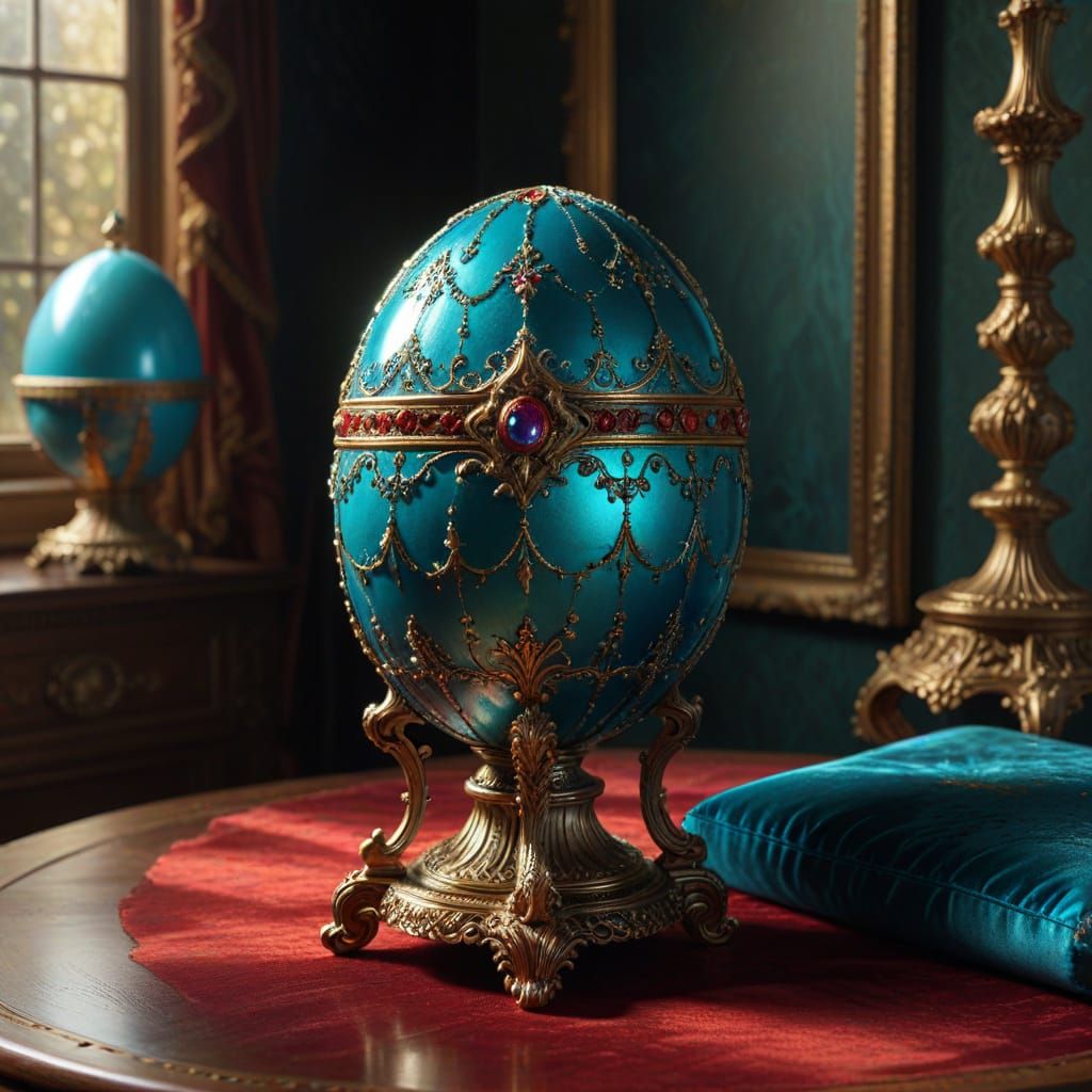 Ornate Fabergé Egg in a Victorian Study