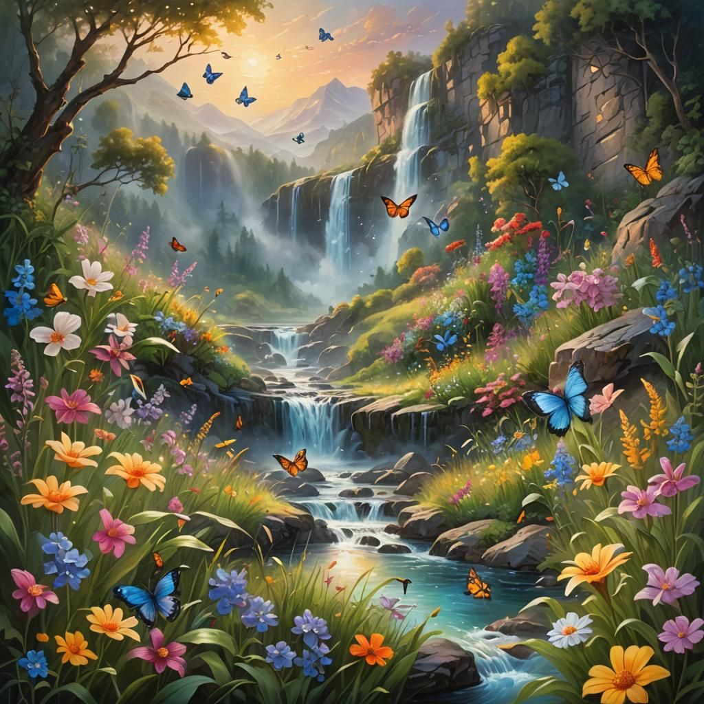 Ethereal Morning on a Mountain Riverbank