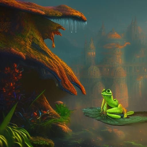 Fantastical Frog in Detailed Matte Painting