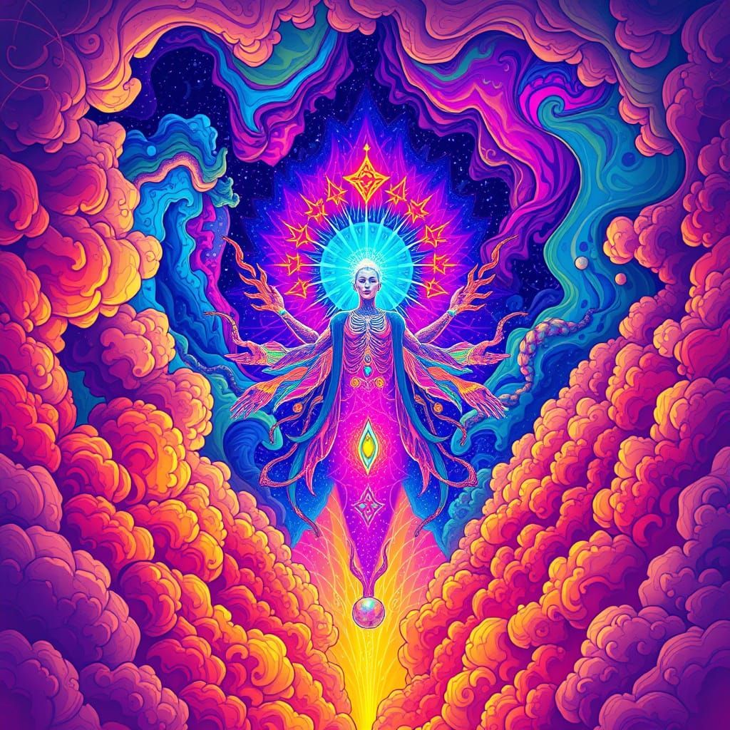 Luminescent Being Radiating Love in Cosmic Illustration