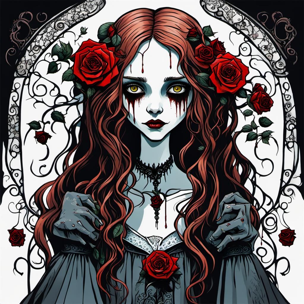 Gothic Vampire Princess in Dark Comic Style