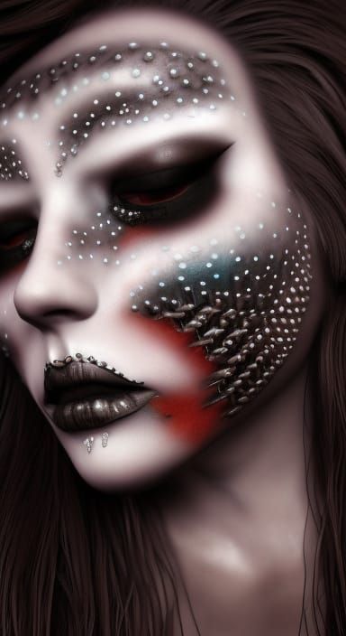 Cyberpunk Cyborg Girl with Rock Star Makeup