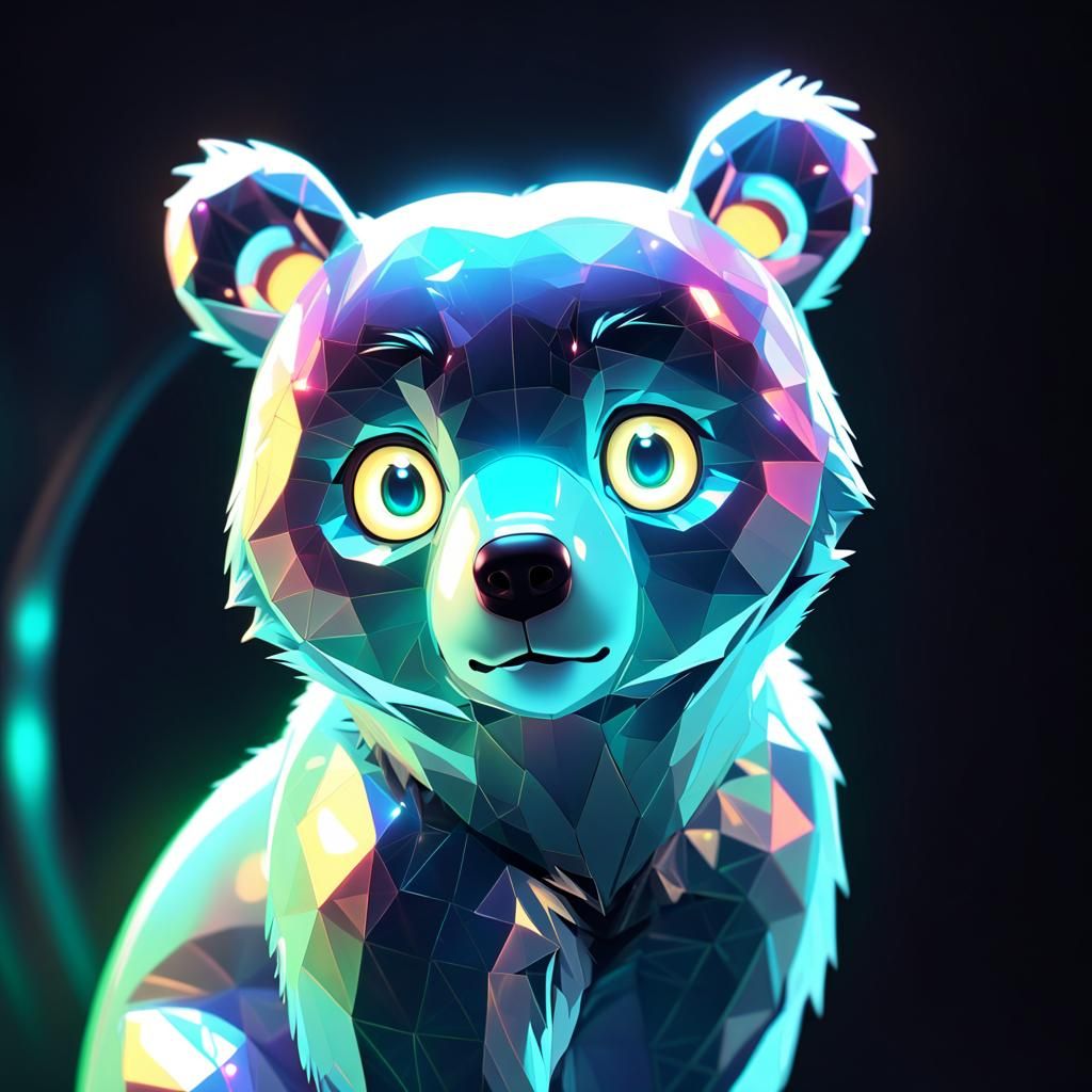 Holographic Bear in Hyperrealistic Digital Art Style