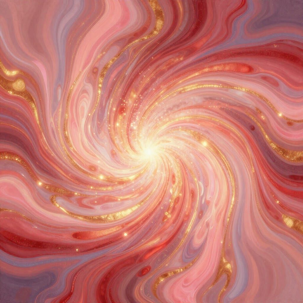 Abstract Love: Swirling Radiant Colors and Golden Sparks