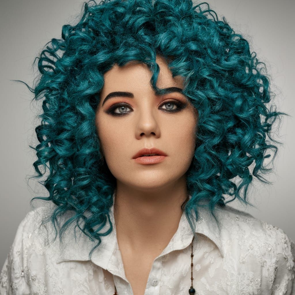 Vibrant Emerald Eyes in a Whimsical Landscape