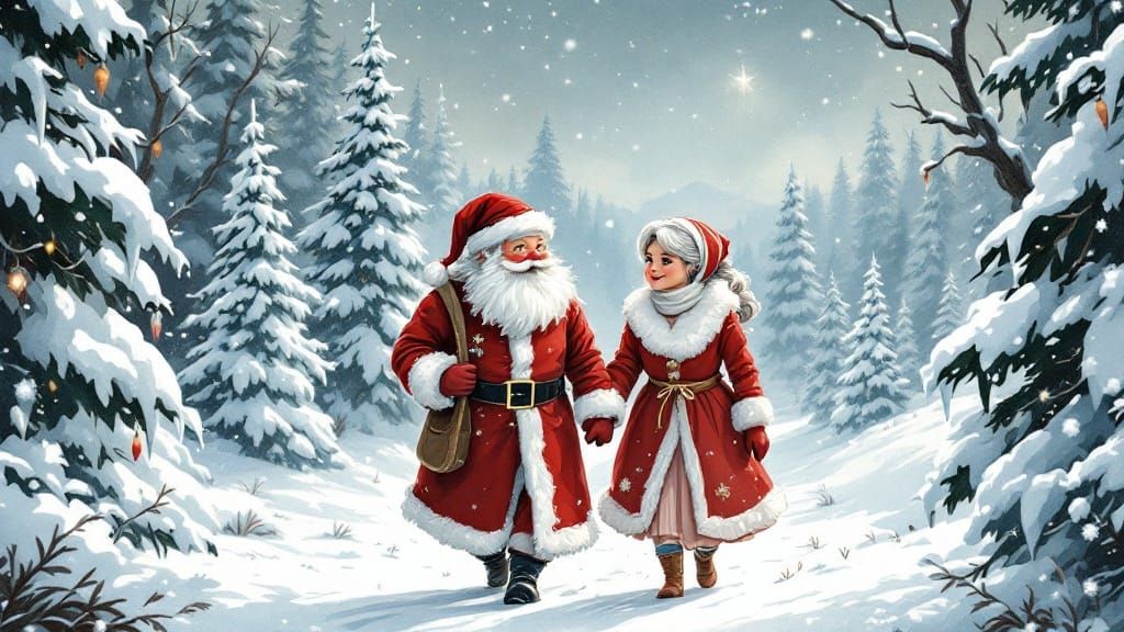 Santa and Mrs. Claus in Winter Wonderland