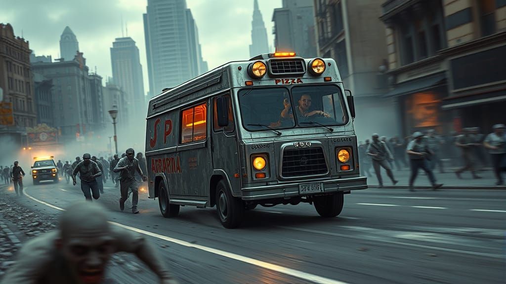 Armored Pizza Van Escape from Zombie City