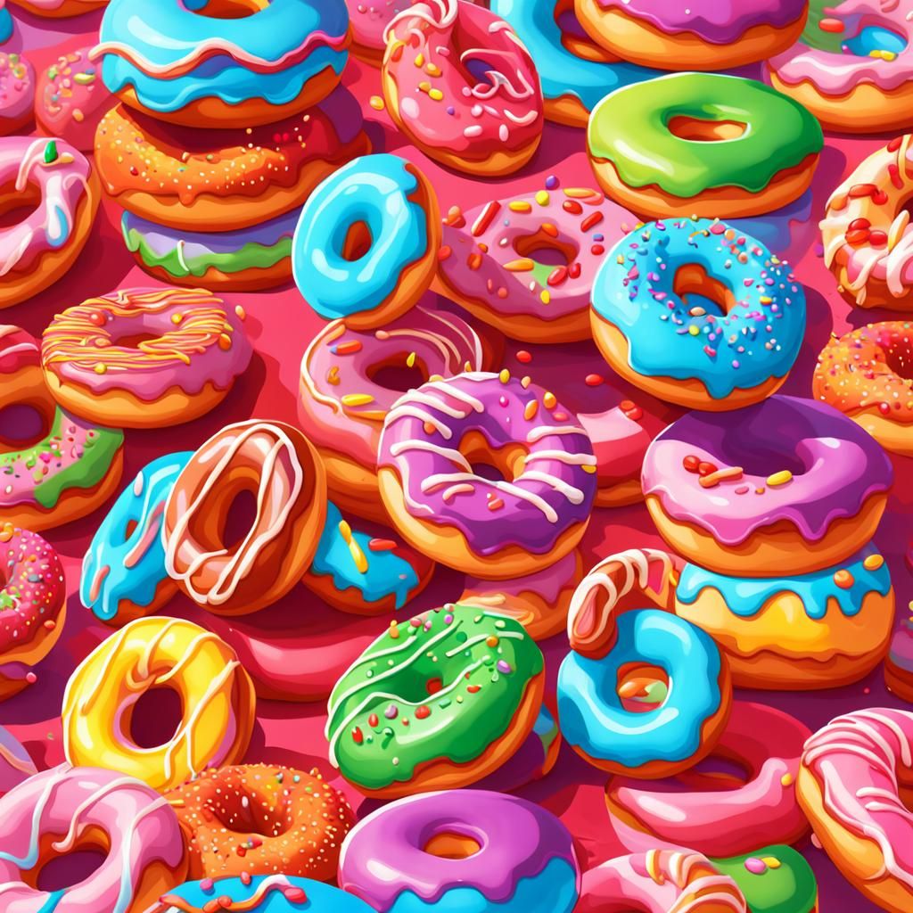 Fire Doughnuts in Candy Art Style