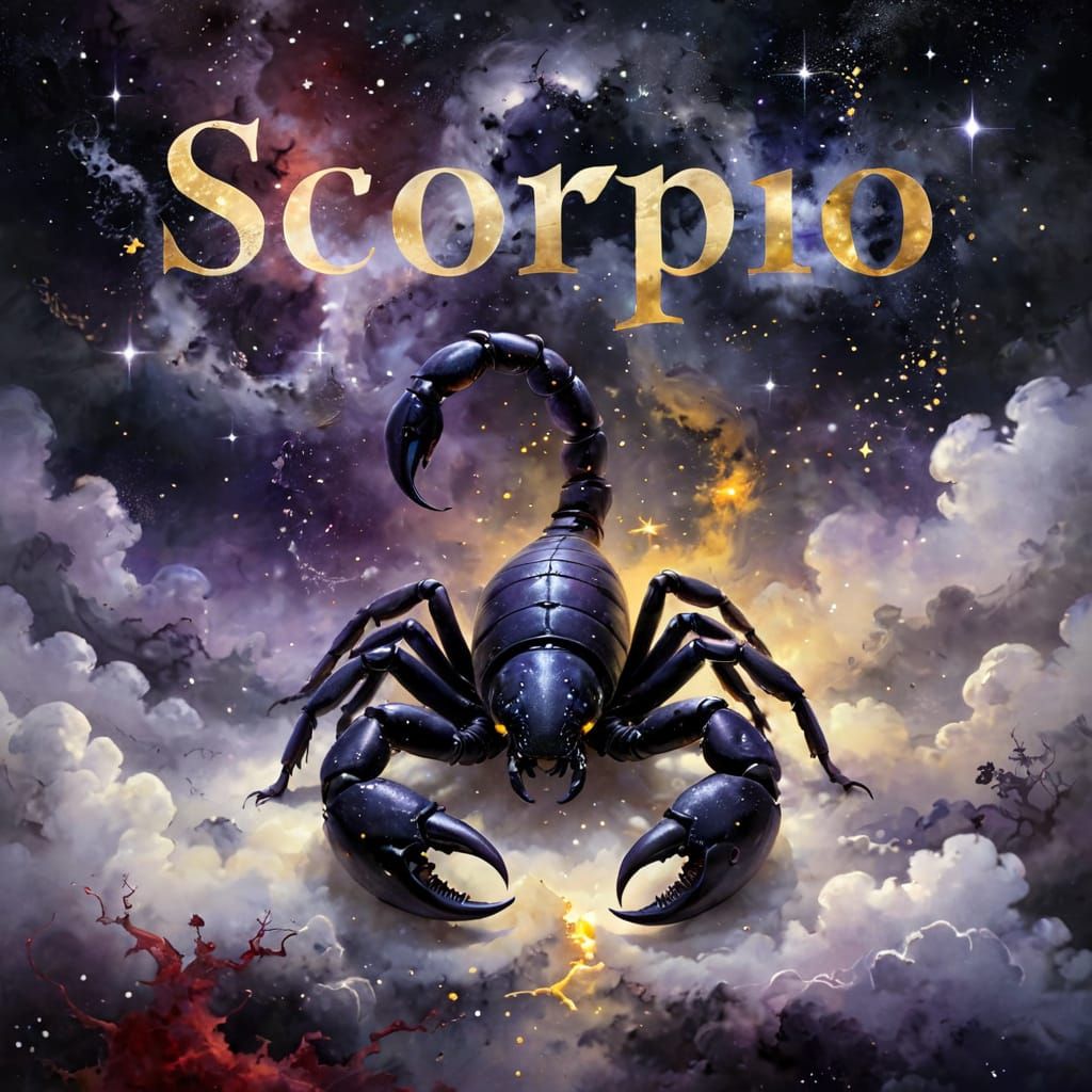 Scorpio Zodiac Illustration in Atmospheric Style