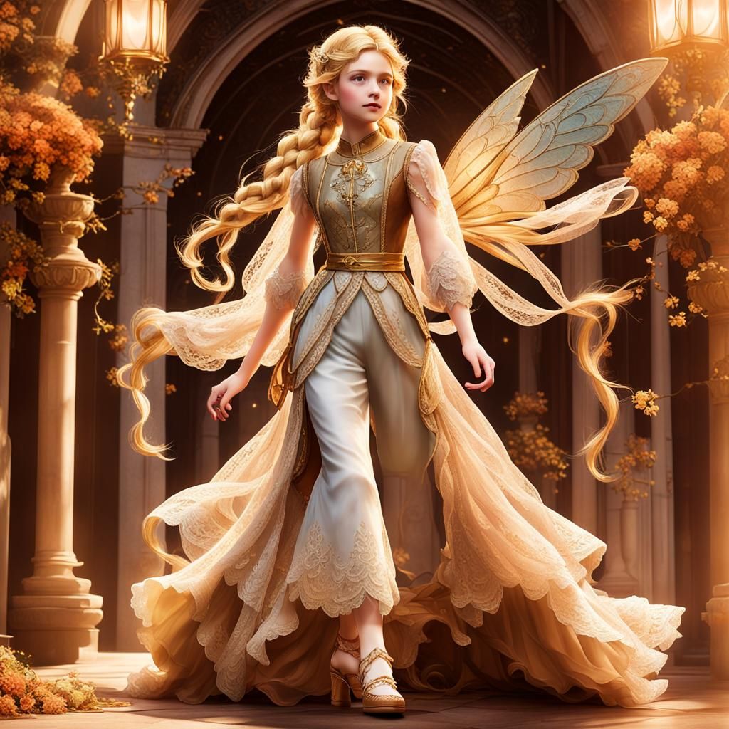 Statuesque Fairy in Mystical Forest Landscape