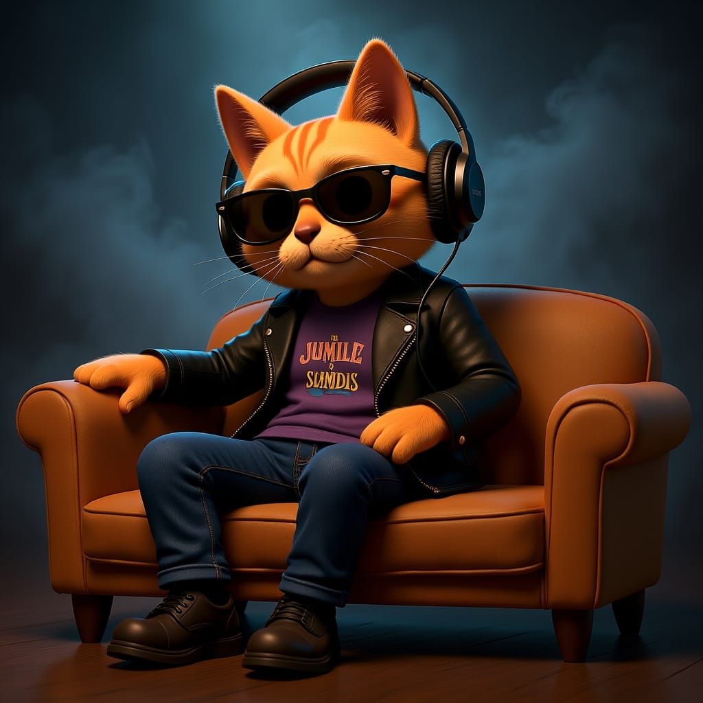 A old Gen Z cat sitting at a sofa