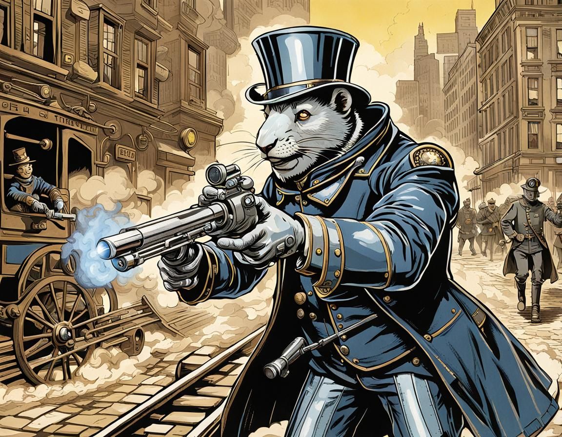 Tin Man as NYC Cop Fighting Steampunk Rat