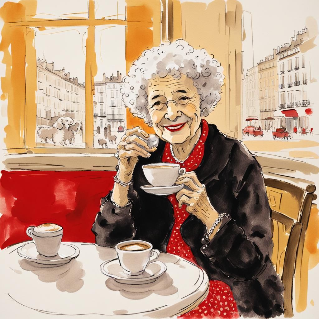 Charming Parisian Cafe Scene in Impressionist Style