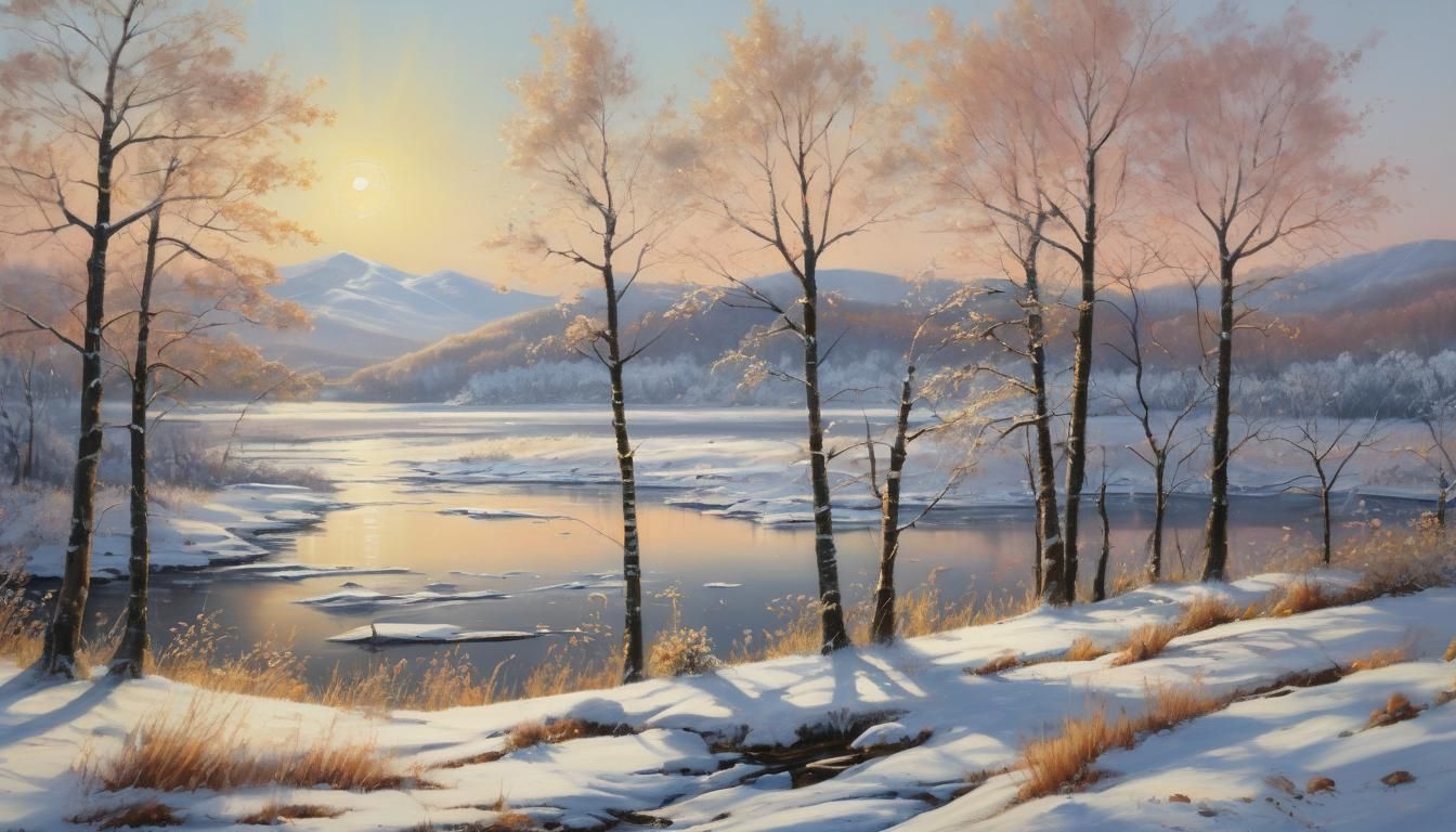Winter Landscape in Soft Pastel Colors