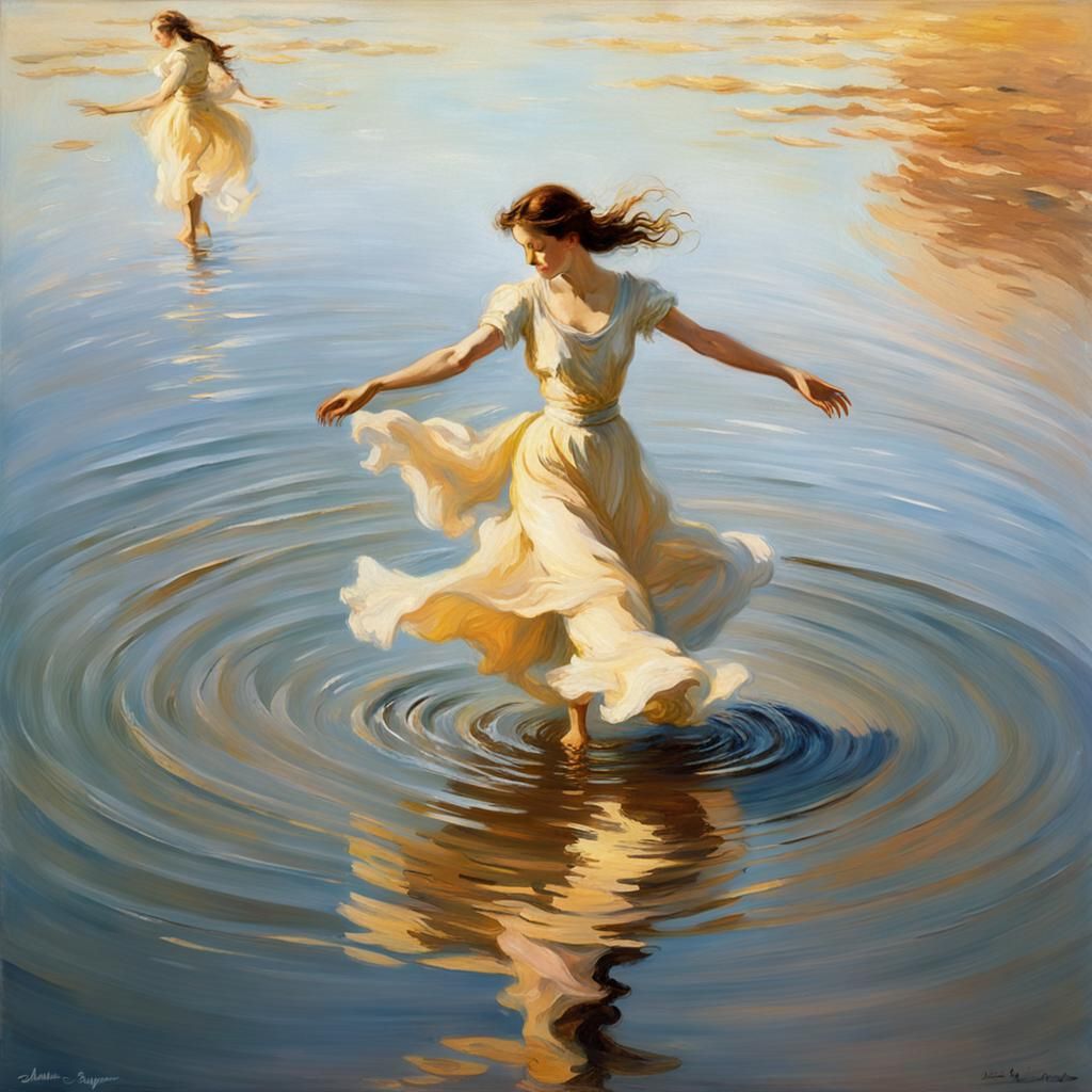 Ethereal Water Dancer in Dreamy Pastel Hues