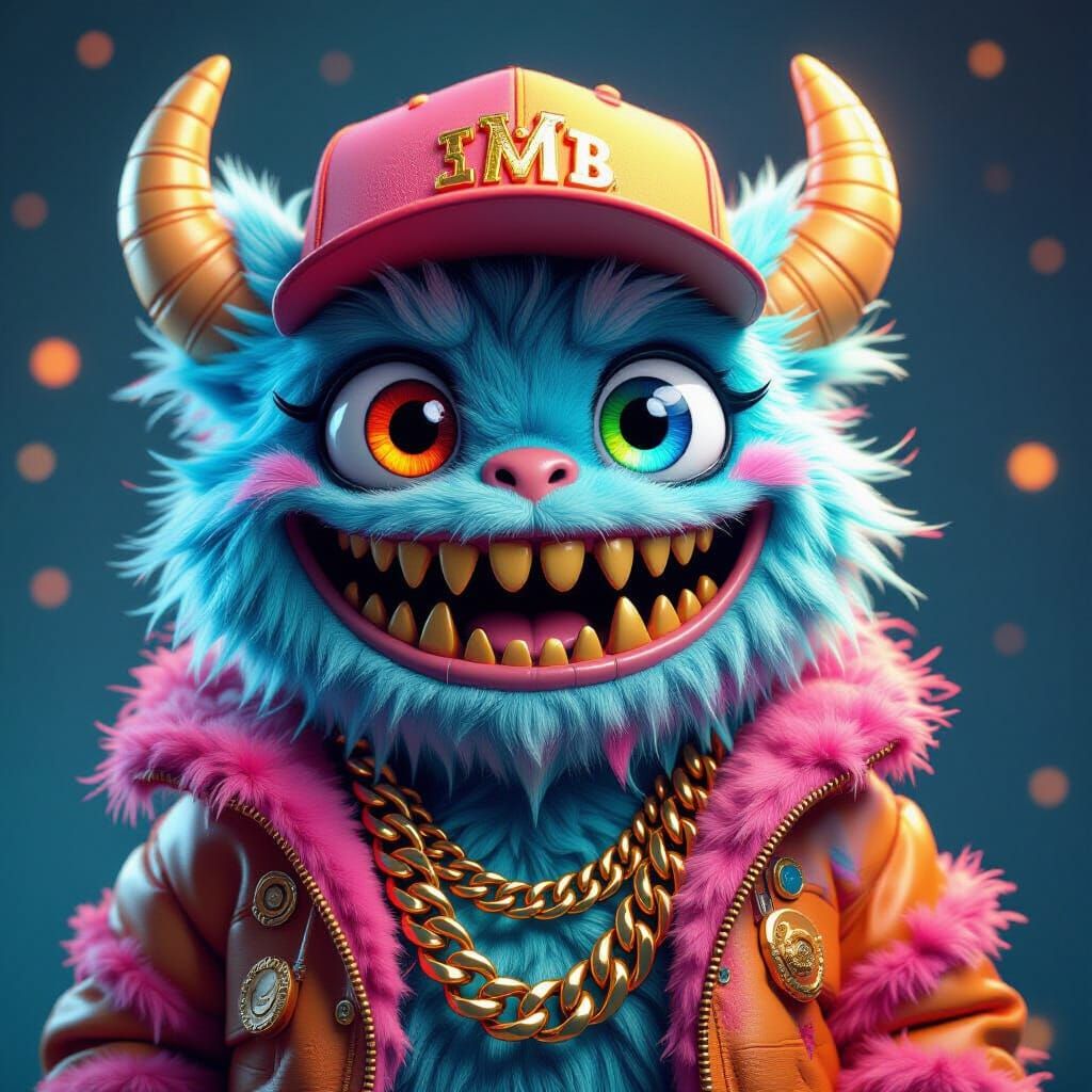 Colorful Fluffy Monster Portrait in Fantasy Art Style