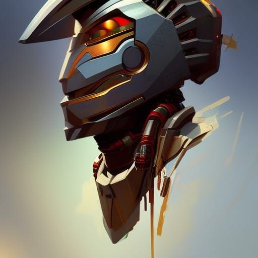 Apache Warrior Robot Portrait in Hyperdetailed Style