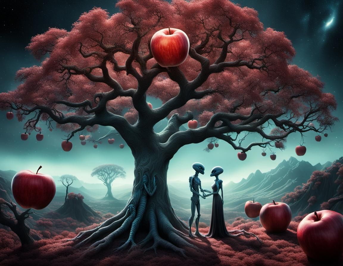 Alien Adam and Eve in Phosphorescent Desert