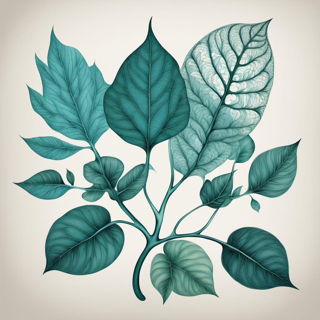 Fractal Emerald Leaf in Escher Style