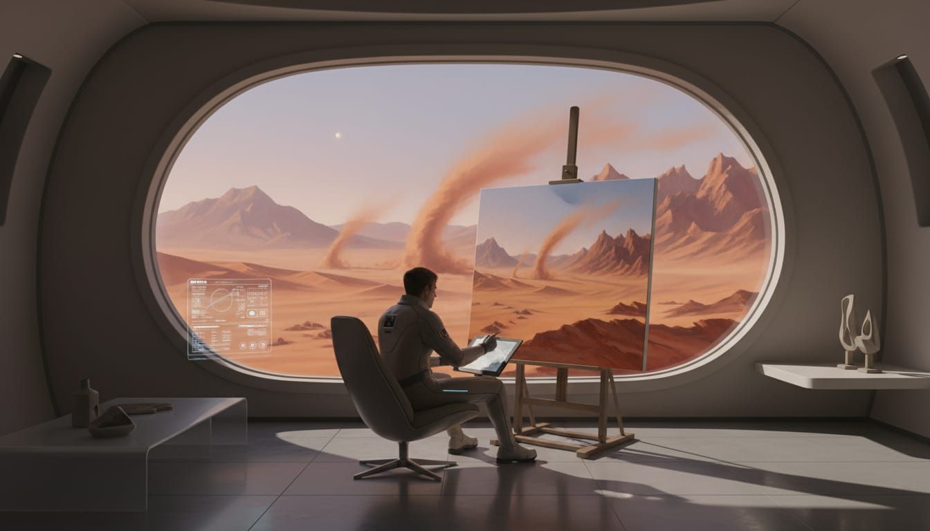 Artist Sketches Mars Landscape in Sci-Fi Colony