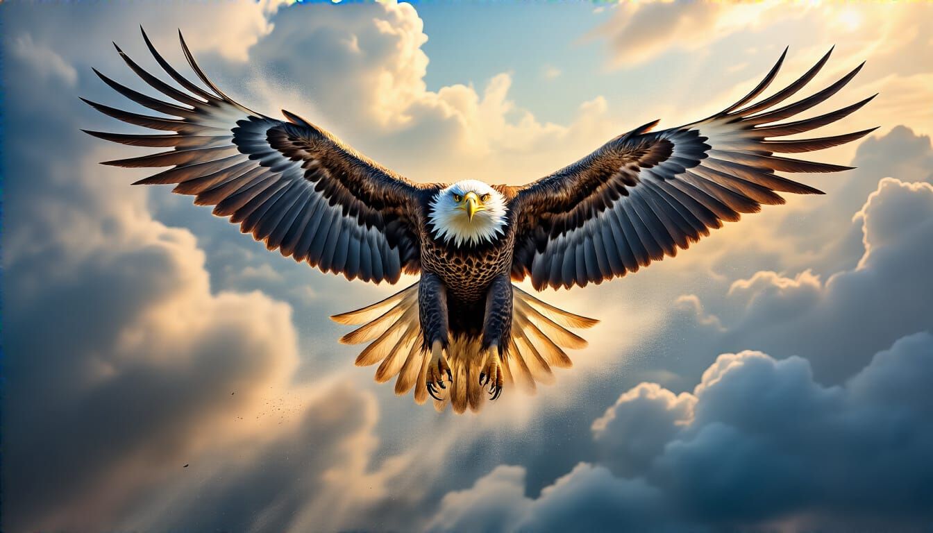 Epic Eagle Soaring in Airbrush Style